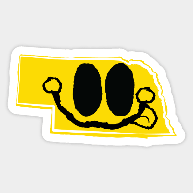 Nebraska Happy Face with tongue sticking out Sticker by pelagio